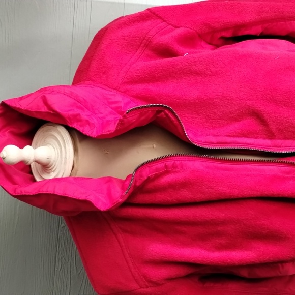 Style & Co sport jacket red pockets zip closure hidden hood - Picture 2 of 12